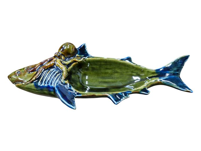 Vintage Japanese Ceramic Fish & Octopus Figural Dish
