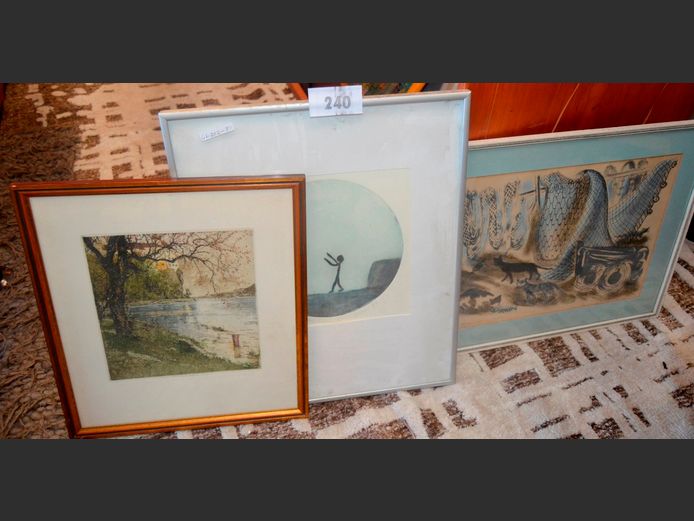 FRAMED PRINT "LOTS BY THE DOCKS", etc