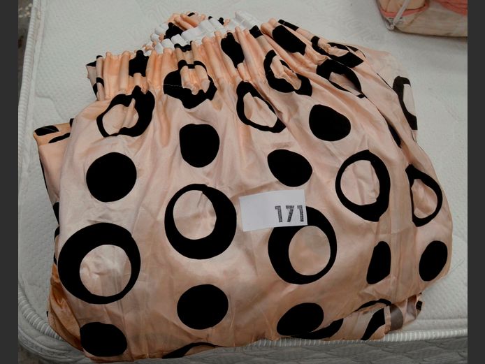 LOT: GOLD & BLACK DOTTY CURTAINS