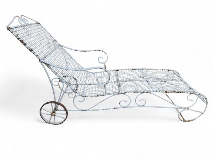 Mid-Century Iron Mesh Pool Chaise