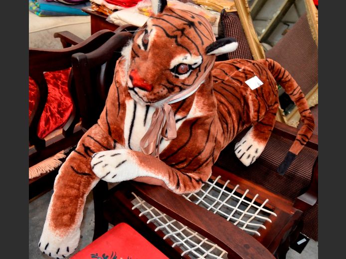 LARGE STUFFED TIGER TOY, 105cm Long x 50cm High