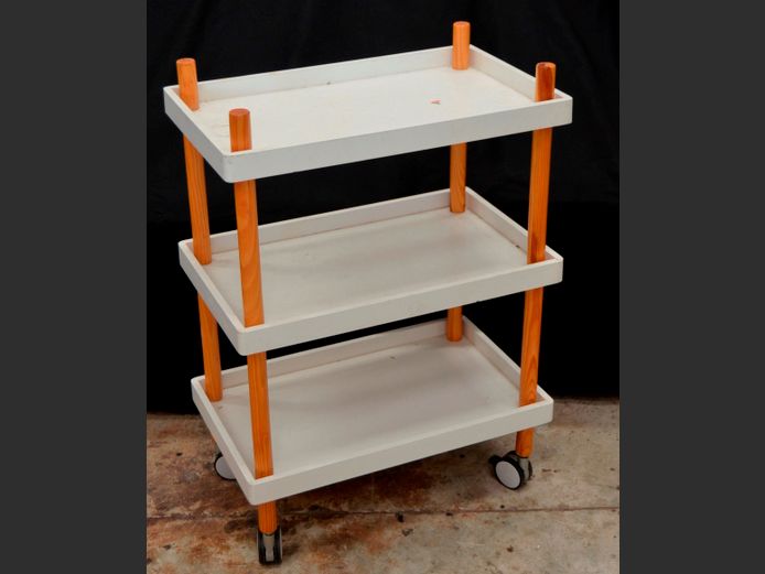 WHITE 3-TIER SALON TROLLEY, 56 x 35 x 81cm