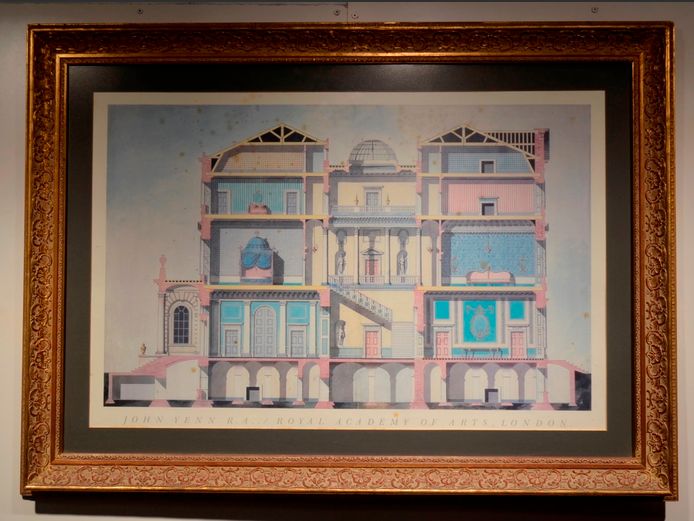 GILT FRAMED PRINT "JOHN YENN, ROYAL ACADEMY OF ARTS", 88.5 x 58cm [Some foxing]