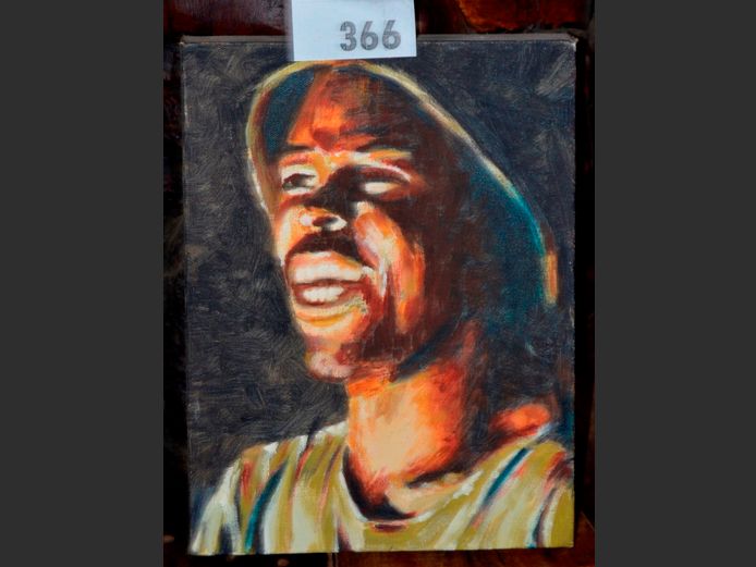 UNFRAMED OIL ON CANVAS "PORTRAIT OF AFRICAN MAN", 30.5 x 22.5cm