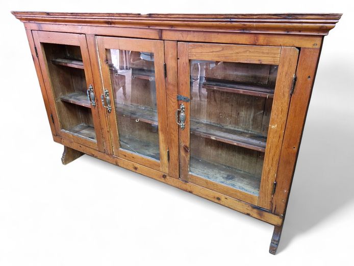 Oregon Wood Antique Display Cabinet