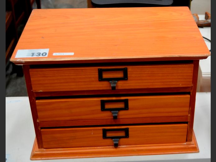 PINE 3-DRAWER DESKTOP FILER, 44 x 29 x 30cm