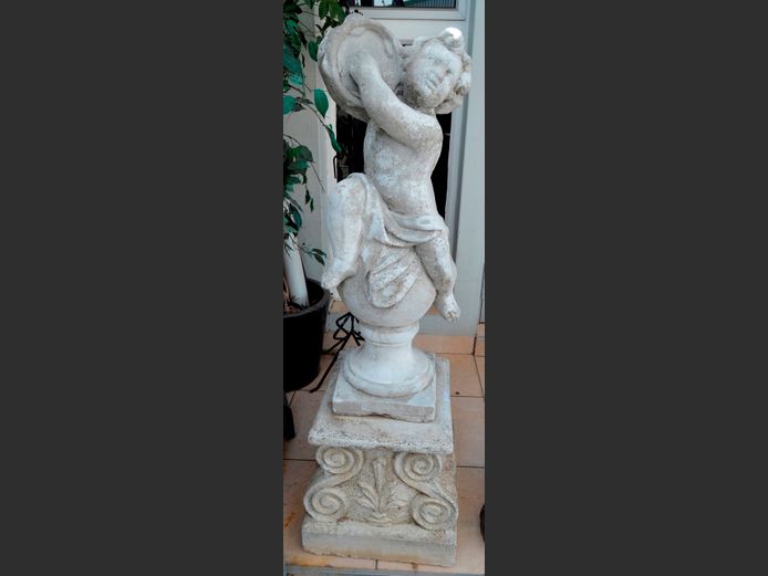 CONCRETE CHERUB ON STAND, 140cm High