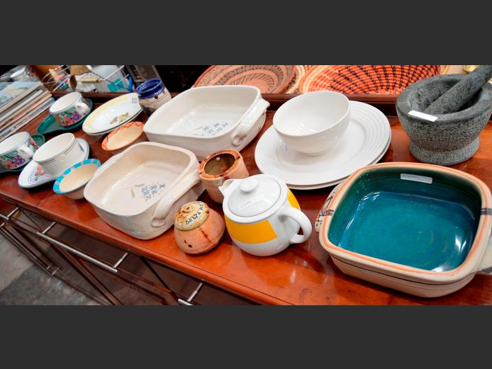 MORTAR & PESTLE, STONEWARE BOWLS, SOUP MUGS, etc