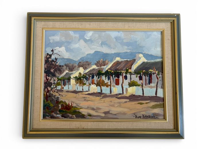 Framed Cape Homestead Oil Painting by Rian Kolbe (Signed)