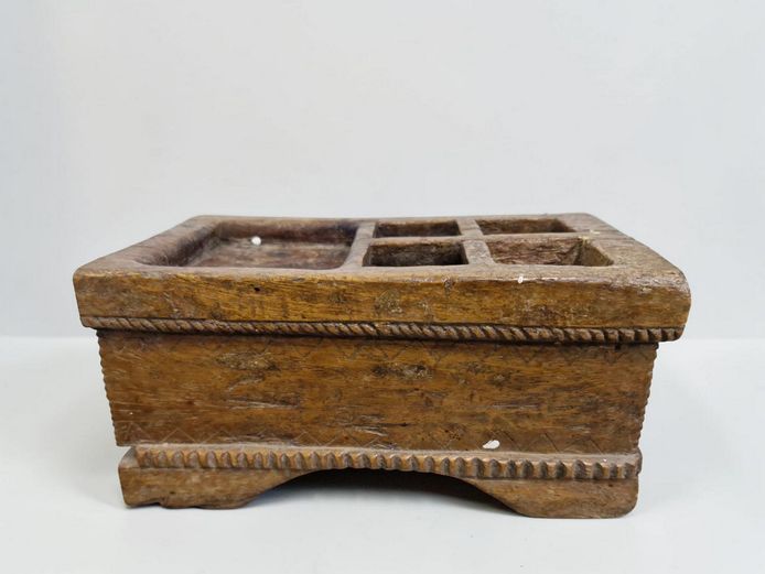 19th Century Indonesian Hand-Carved Wooden Betel Nut / Spice Box