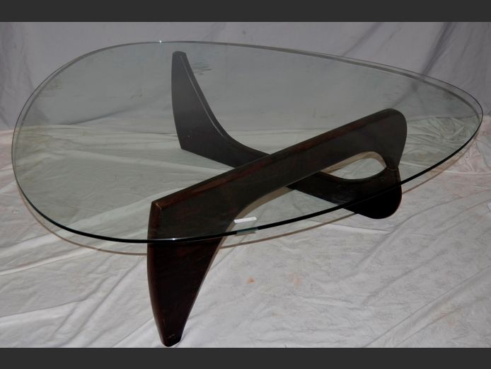 MID CENTURY GLASS TOP COFFEE TABLE, 134 x 134 x 41cm