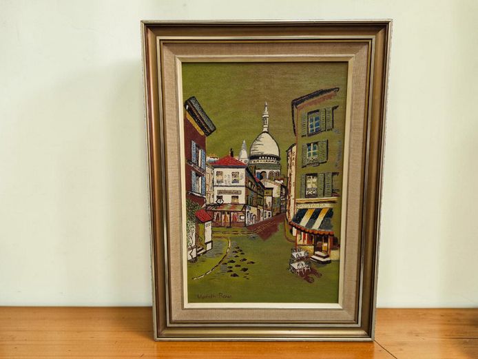 Elisabeth Roux Mid-Century Parisian Street Scene Oil Painting – Sacré-Cœur