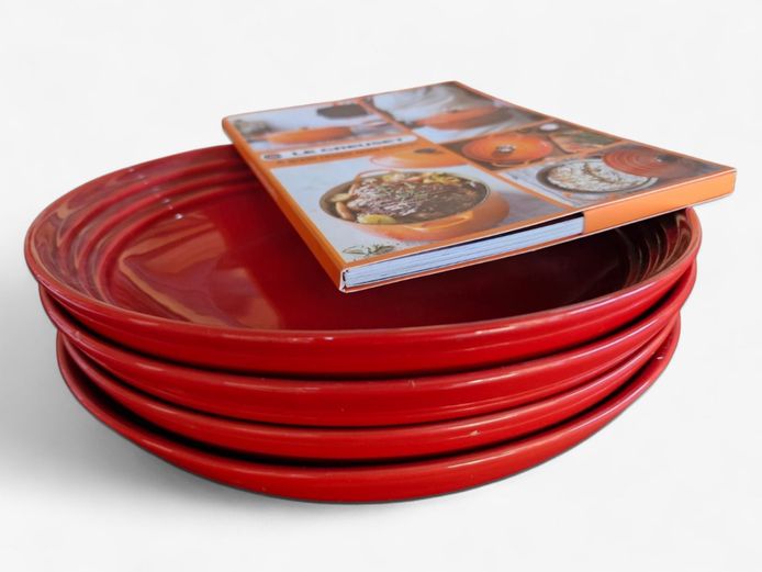 Le Creuset Stoneware Cerise Red Pasta Bowls - Set of 4