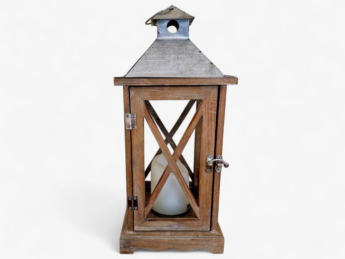 Wood, Metal & Glass Lantern
