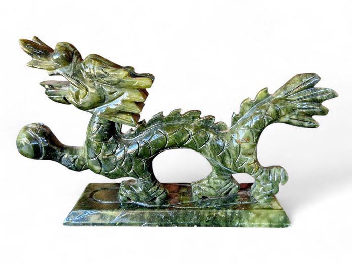 Vintage Faux Jade Green Dragon Figurine