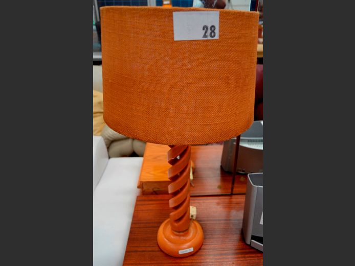 TWISTED BEECHWOOD TABLE LAMP WITH SHADE, 66cm High