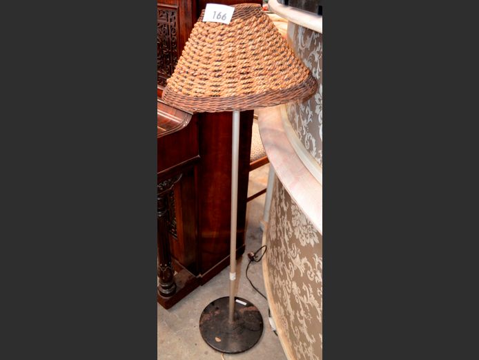 STANDING LAMP WITH WOVEN SHADE, 115cm High