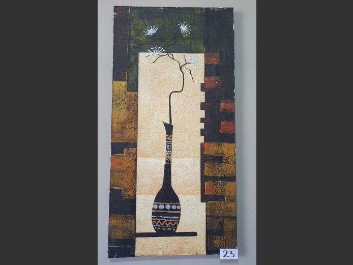 UNFRAMED OIL ON CANVAS "FLOWER IN VASE", 50 x 100cm