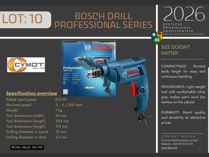 DEUTSCHE PRIVATSCHULE GROOTFONTEIN | BOSCH DRILL
PROFESSIONAL SERIES