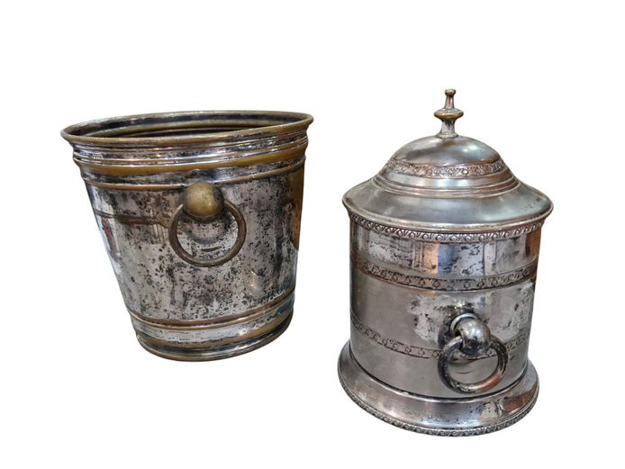 Antique Silver-Plated Brass Ice Buckets