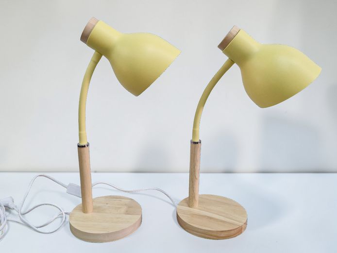 Contemporary Scandi-Style Yellow Gooseneck Table Lamps