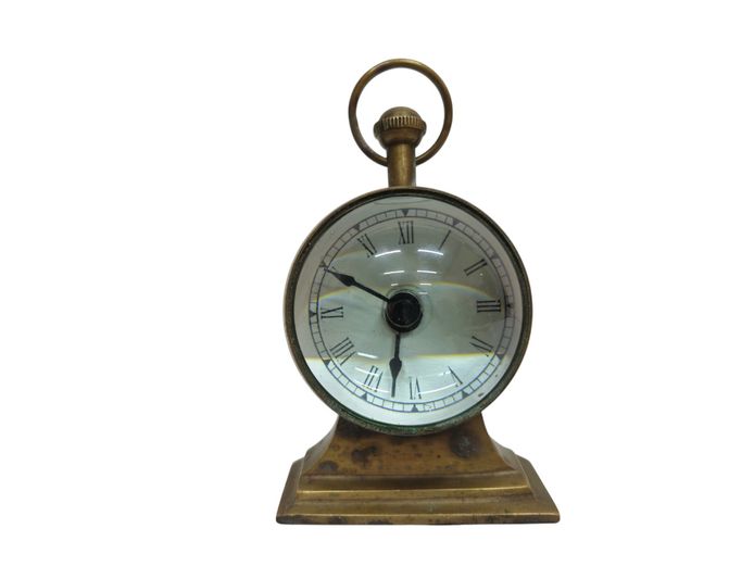 Antique Brass & Spherical Glass Ball Desk Clock
