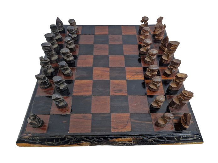 Handcrafted African Wooden Chess Set