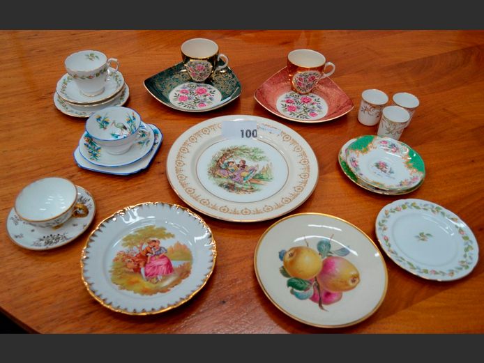 AYNSLEY "GOLD DOWERY" PLATE, PARAGON TEA CUPS & SAUCERS, COPELAND SPODE CUP & SAUCERS, etc