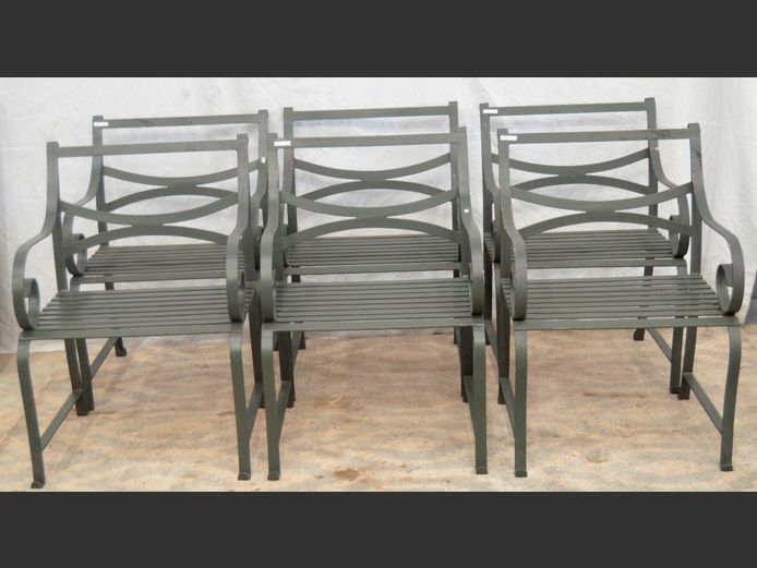 SET OF 6 METAL PATIO ARMCHAIRS