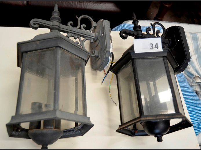 PAIR WALL MOUNT PORCH LIGHTS, 40cm High
