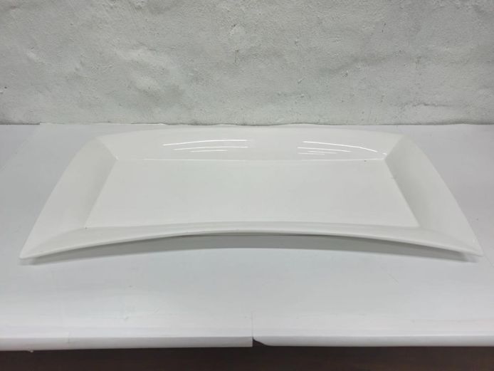 Large White Ceramic Rectangular Curved Serving Platter Platter