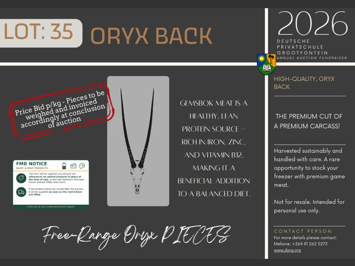 DEUTSCHE PRIVATSCHULE GROOTFONTEIN | ORYX BACK