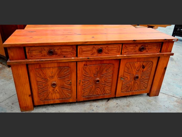 AQUARIUS PINE 3-DOOR, 3-DRAWER SIDEBOARD, 167 x 50 x 76cm