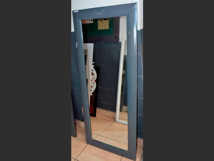 GREY FRAMED MIRROR, 140 x 60cm