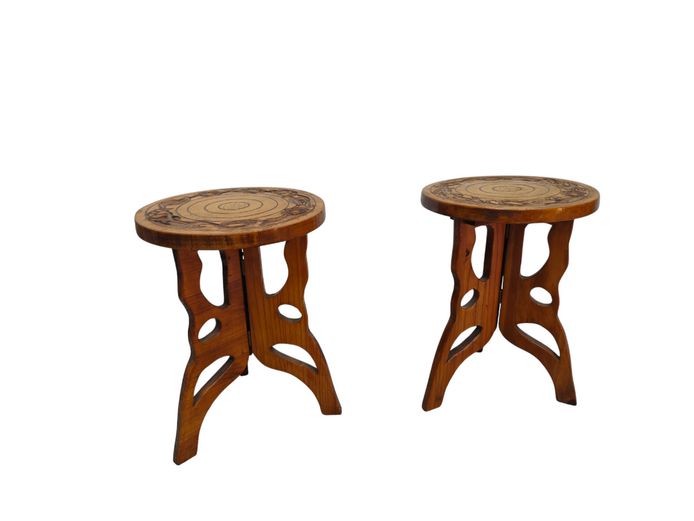 A Pair of Vintage Hand-Carved Anglo-Indian Style Side Tables