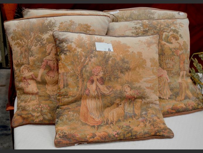 SET OF 5 NEEDLEPOINT SCATTER CUSHIONS