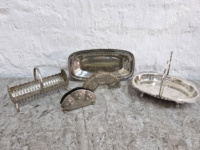 Vintage Silverplated Serving Baskets & Napkin Holders