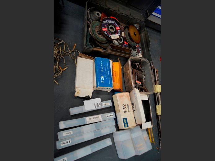GRINDING DISCS, SANDING DISCS, 18 GAUGE GALVANISED NAILS, DRILL BITS, etc