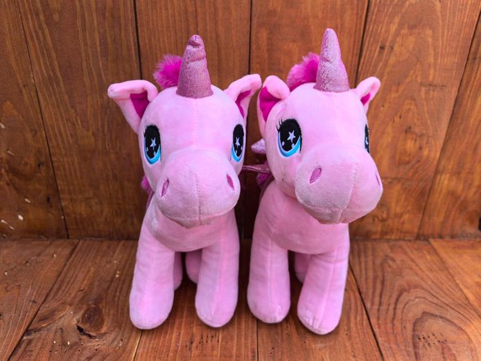 Pair of Cute Pink Plush Unicorn Stuffed Animals