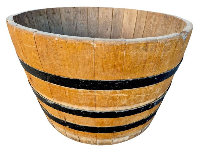 Large Vintage French Oak Half Barrel