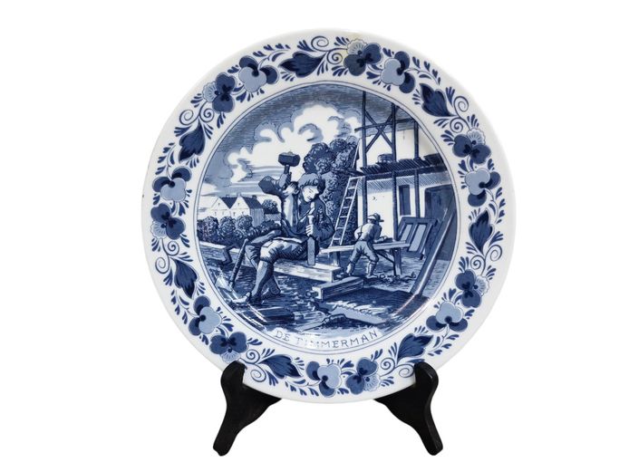 Delft Blue "De Timmerman" Traditional Dutch Ceramic Wall Plate