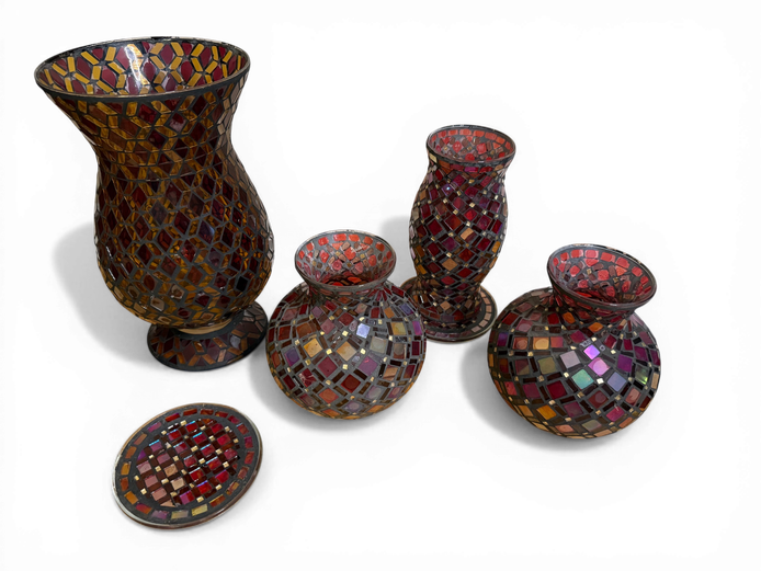 Mosaic Glass Vase Collection (5-Piece Set)