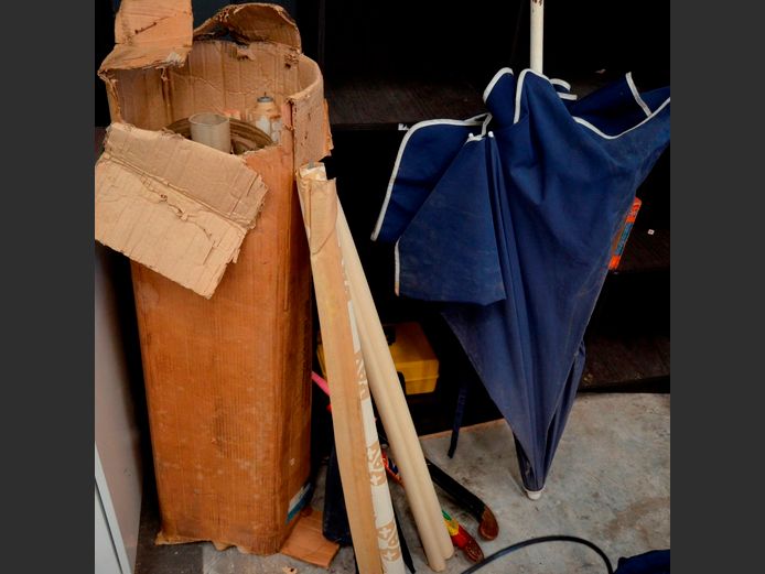 BEACH UMBRELLA, HOCKEY STICKS & WALL PAPER