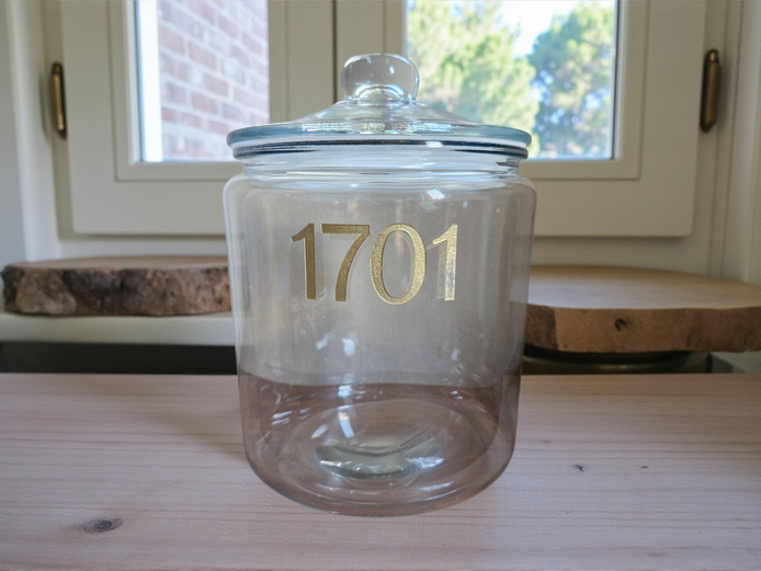 Large "1701" Glass Cookie Jar