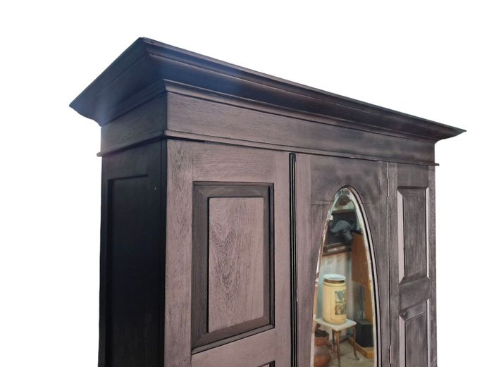 Large Black Painted Antique Oregon Cupboard