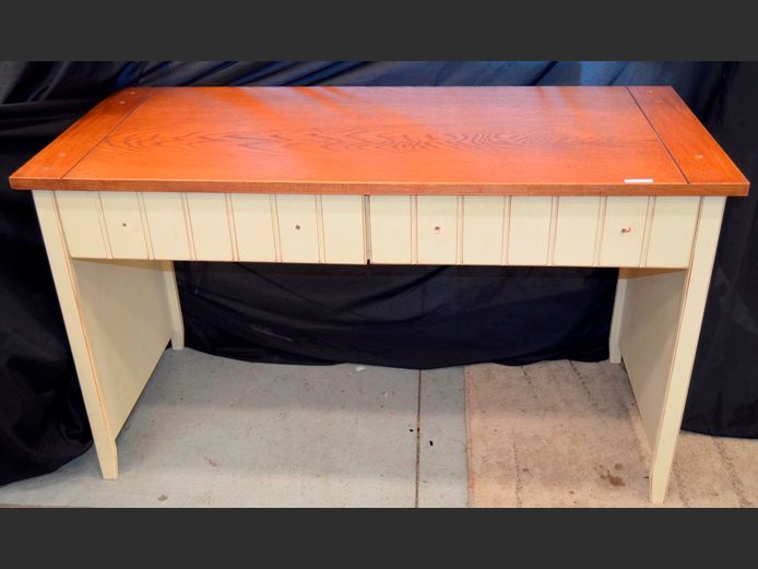 OAK & CREAM PAINTED 2-DRAWER DESK, 128 x 54 x 75cm