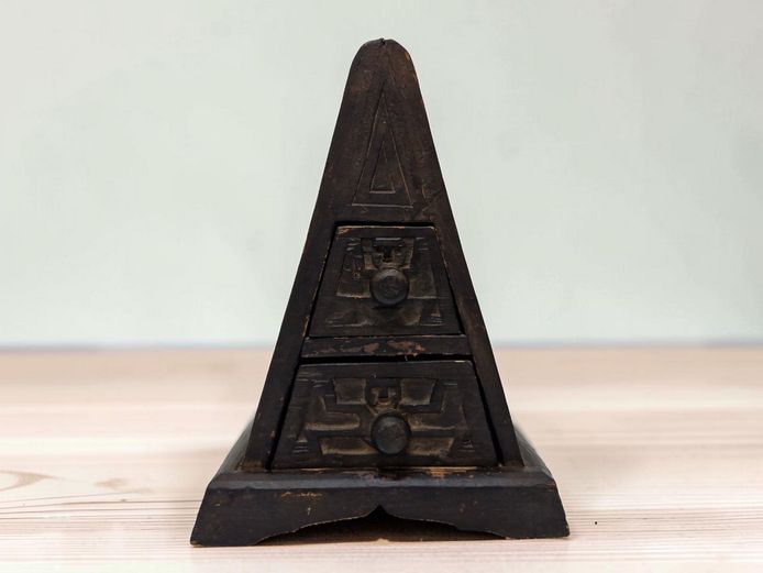 Vintage Hand-Carved Pyramid Miniature Chest of Drawers