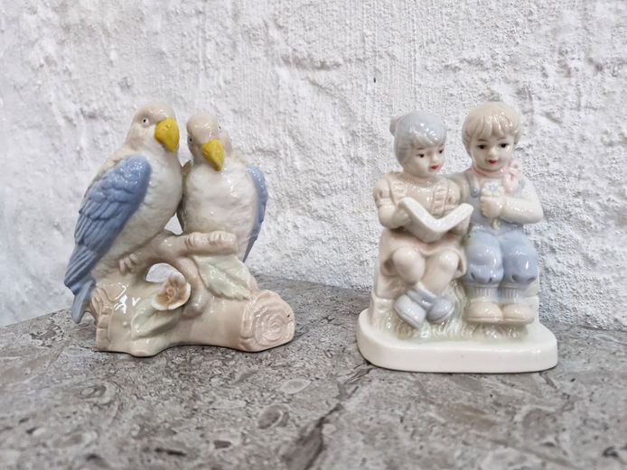 Porcelain Birds Figurine & Children Figurine Set