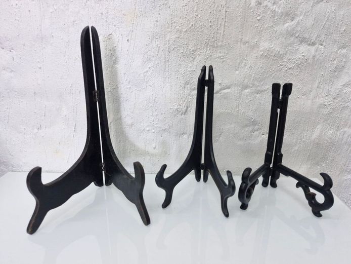 Trio of Folding Plate Display Stands