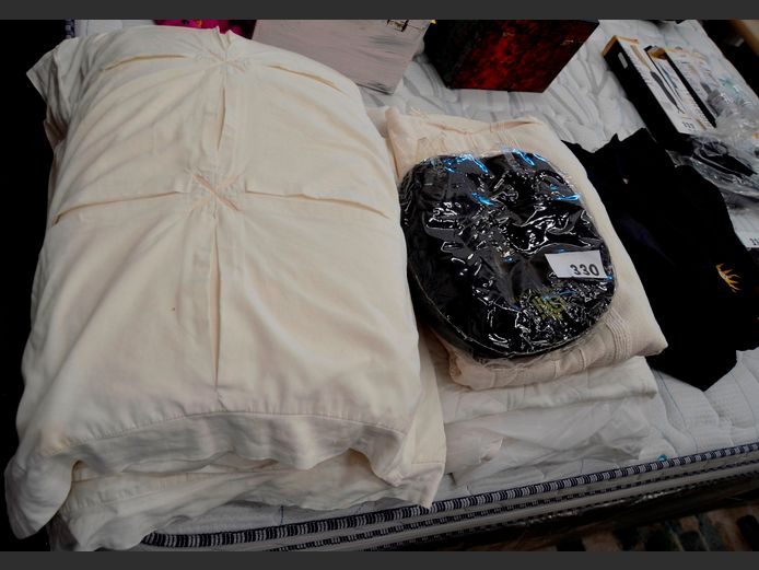 PILLOWS WITH PILLOWCASES, MATTRESS PROTECTORS, JACKETS, etc